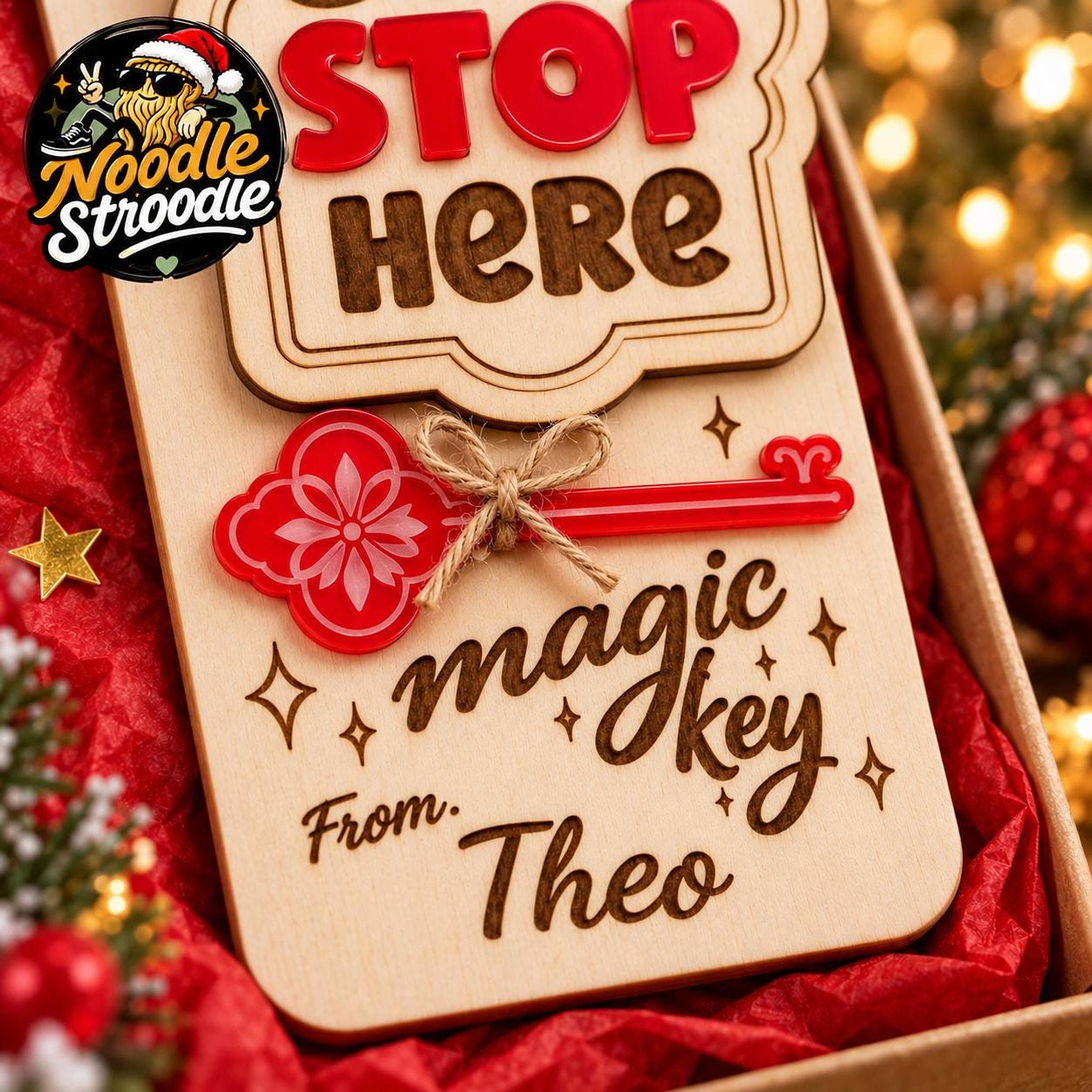 Personalised Santa Stop Here Door Hanger, Christmas Eve Magic Key Gift Set, Kids Keepsake - Image 3