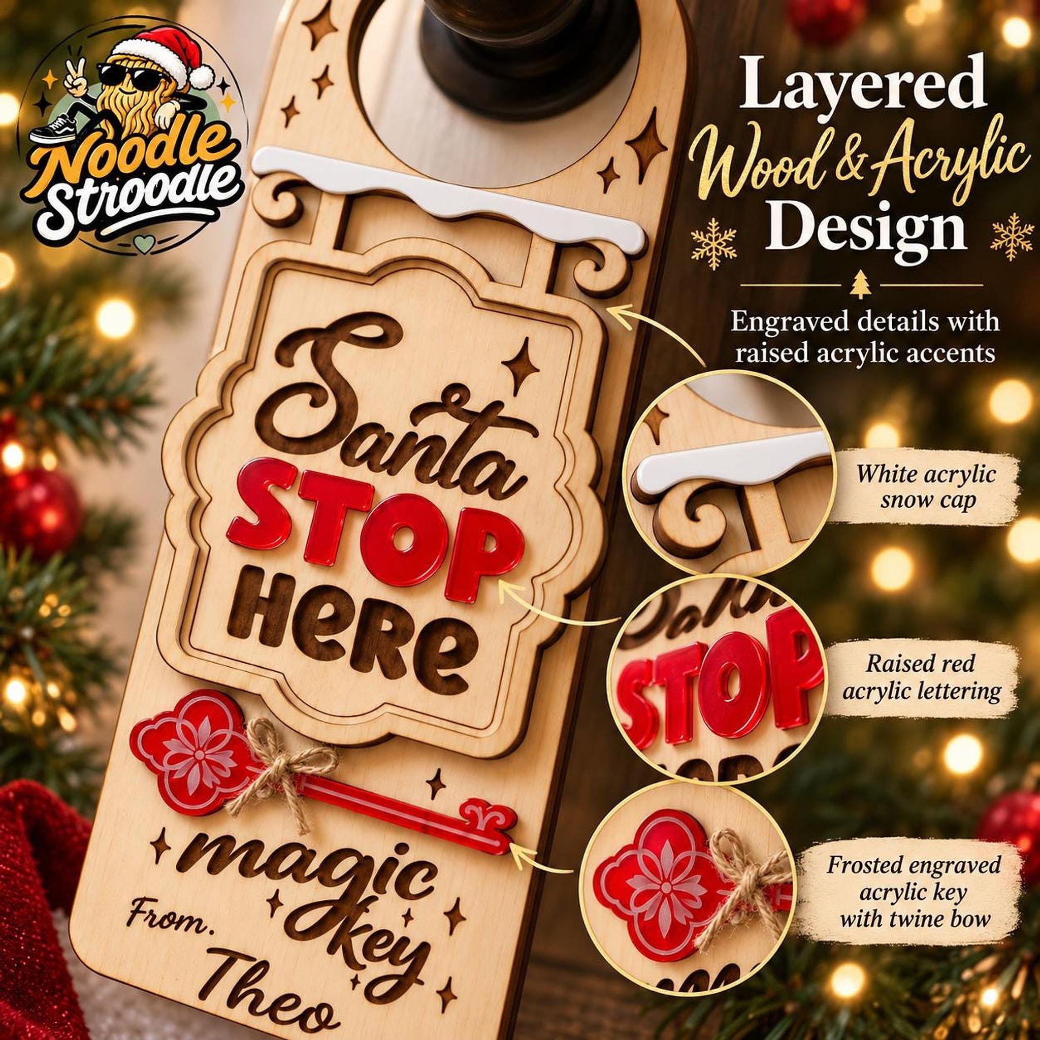 Personalised Santa Stop Here Door Hanger, Christmas Eve Magic Key Gift Set, Kids Keepsake - Image 5