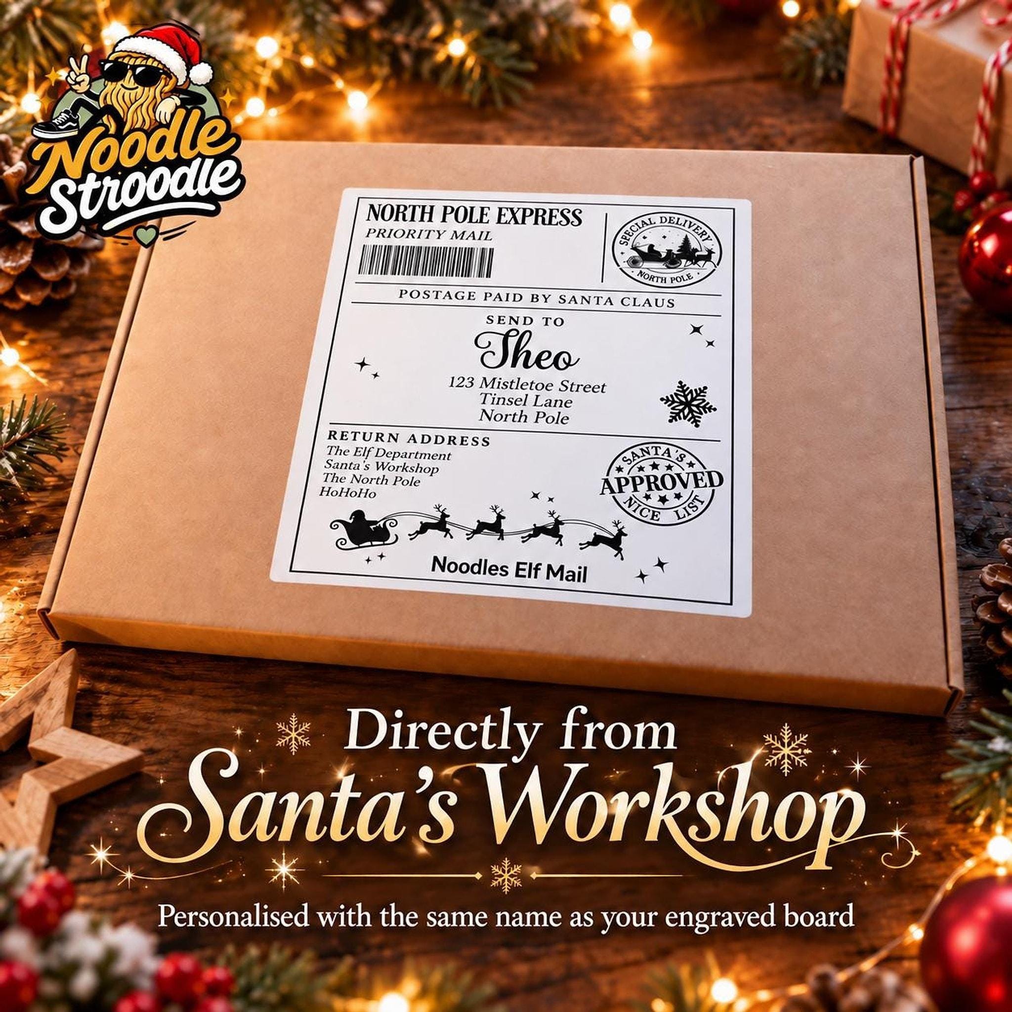 Santa Treat Board, Personalised Solid Beech Wood Christmas Eve Laser Engraved - Image 3