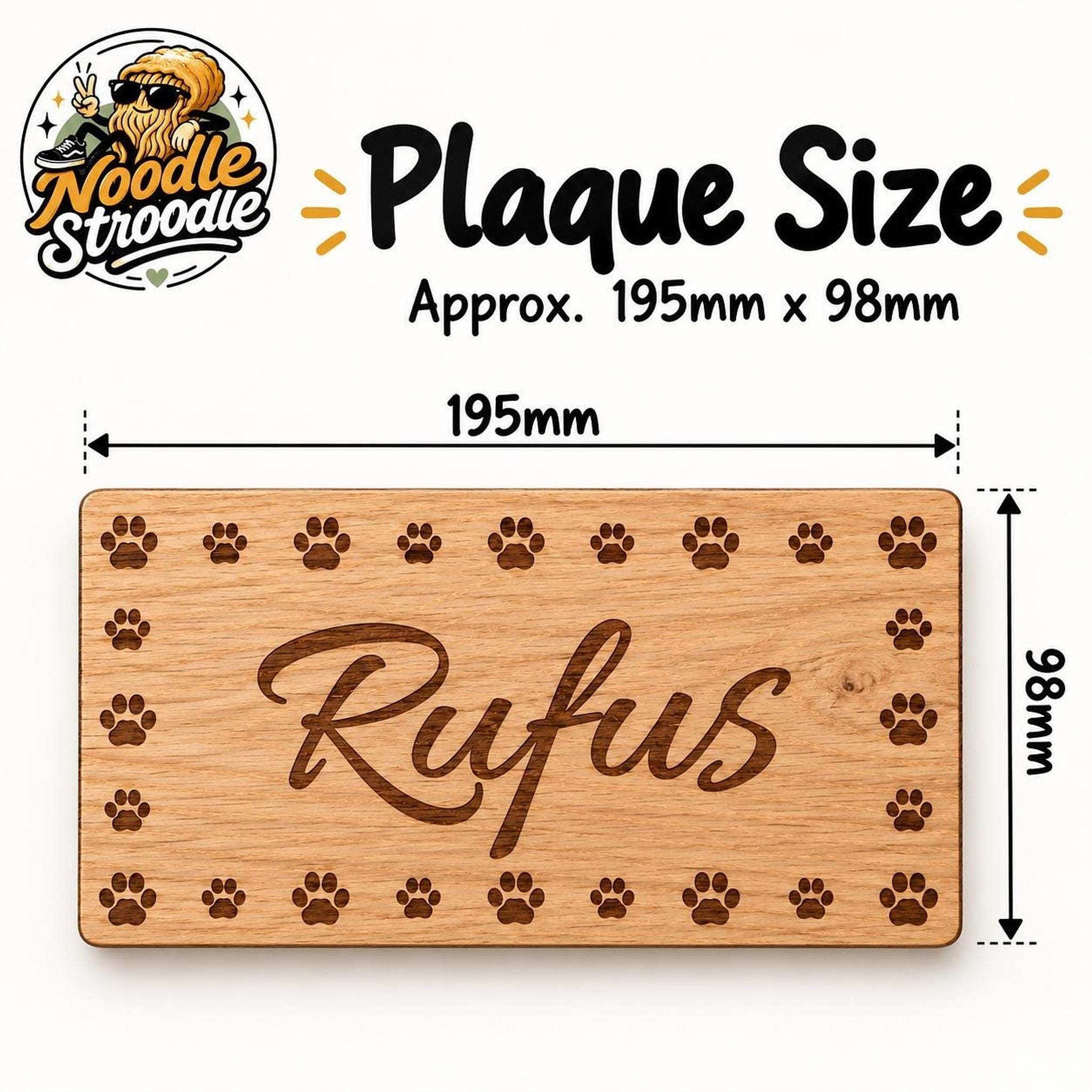 Dog Name Plaque, Laser Engraved Wooden Pet Sign with Paw Prints - Image 5