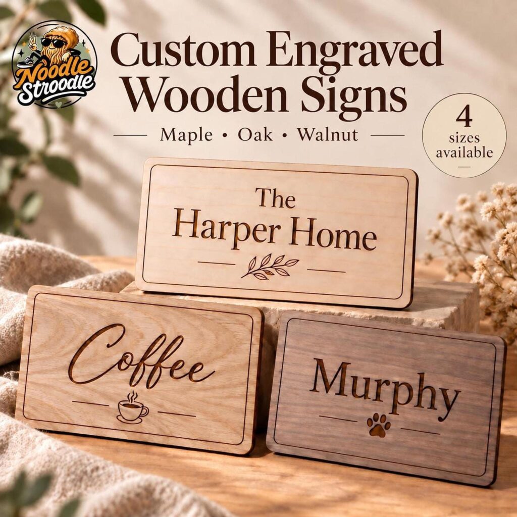Personalised Wooden Sign, Custom Engraved Plaque, Door Name Sign, Any Text